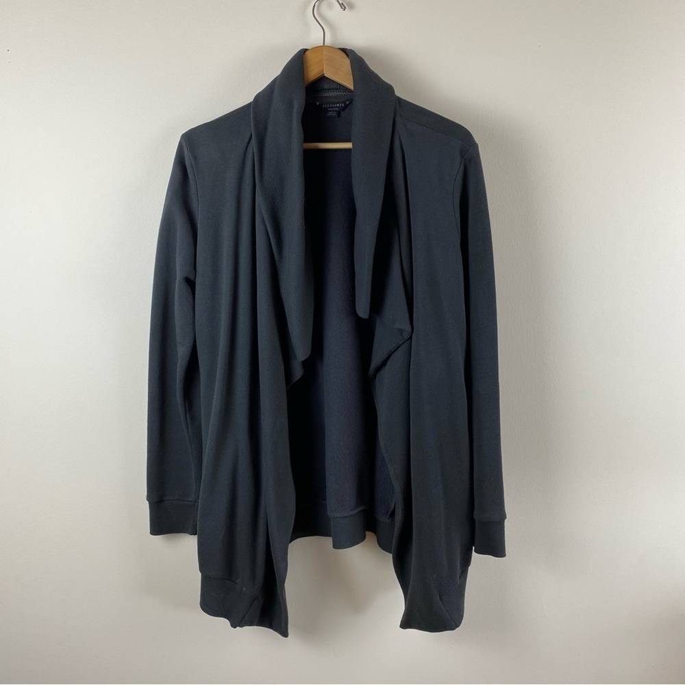 All Saints Dahlia Sweatshirt Cardigan Jacket Charcoal Grey